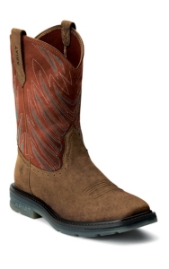 Ariat Maverick Men's Earth Brown with Brick Upper Square Toe Slip-On Workboots