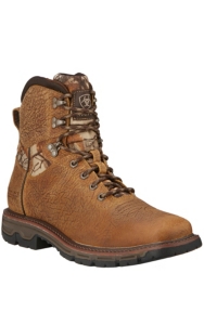 Ariat Conquest Men's Brush Brown with Camo Square Toe Waterproof Lace Up Boots