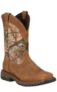 Ariat Conquest Men's Brush Brown with Camo Top Square Toe Waterproof Boots