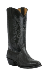 Cavender's Men's Black Lizard Exotic Traditional Toe Western Boots