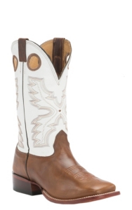 White Square Toe Western Boots