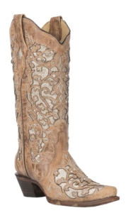 justin women's floral embroidered western boots