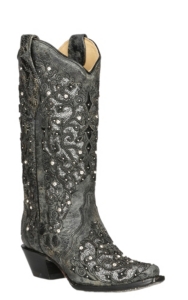 black glitter cowboy boots