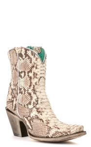 Corral Women's Natural Full Python Snip Toe Exotic Western Booties ...