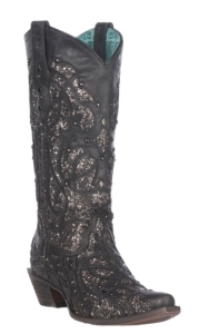 black sequin boots