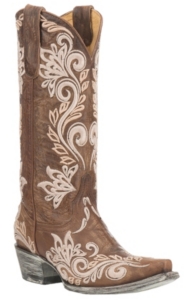 White Embroidery Snip Toe Western Boot