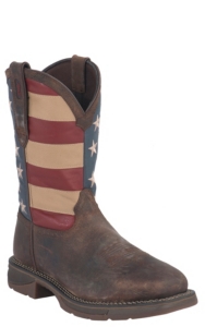 Durango Men's Rebel Distressed Brown and American Flag Square Steel Toe ...