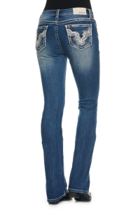 gevinst Kan beregnes skjold Grace in LA Women's Medium Wash Leather Embellished Pockets Mid Rise Boot  Cut Jeans | Cavender's