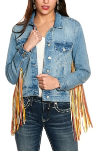 multi colored jean jacket