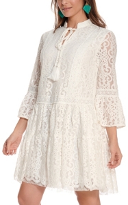 white bell sleeve dress