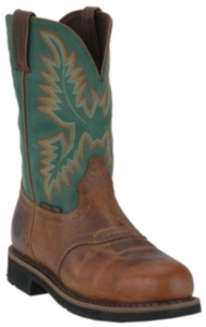 justin men's rugged tan stampede steel toe work boots