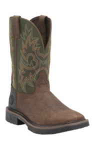 Justin Hybred Men's Rustic Barnwood w/ Charcoal Green Composite Square Toe Western Work Boot