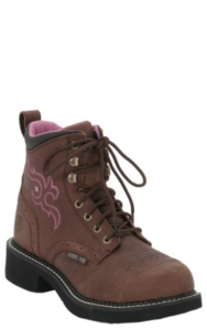 justin women's lace up work boots