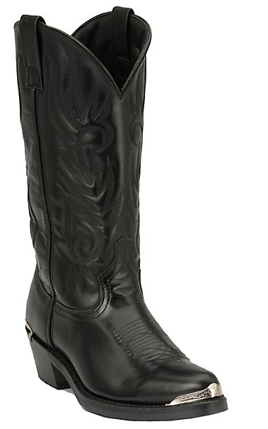 Laredo Men's Black w/ Silver Toe & Heel Rand Classic Western Boots ...