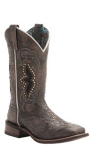 womens black square toe western boots