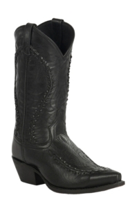 Laredo Men's Laramie Black Goat with Bucklace Snip Toe Western Boots