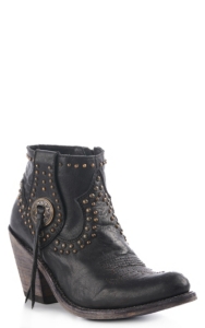 black leather western booties