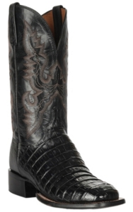 black caiman boots square toe