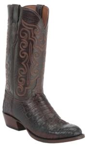 Lucchese 1883 Men's Barrel Brown Caiman Crocodile Belly Exotic Western Boots