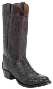 Lucchese 1883 Men's Black Cherry Caiman Crocodile Belly Exotic Western Boots