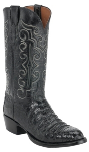 Lucchese 1883 Men's Black Caiman Crocodile Belly Exotic Western Boots
