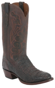 Lucchese 1883 Men's Barrel Brown Caiman Crocodile Hornback Exotic Western Boots
