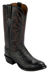 Lucchese 1883 Men's Black Full Quill Ostrich Exotic R-Toe Western Boots