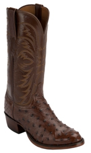 Lucchese 1883 Men's Sienna Brown Full Quill Ostrich Exotic R-Toe Western Boots