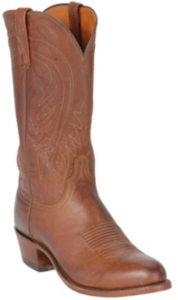 Lucchese 1883 Men's Tan Brown Burnished R-Toe Ranch Hand Western Boots