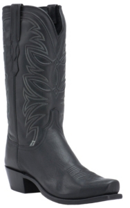 Lucchese 1883 Men's Black Ranch Hand Goat 7-Toe Narrow Punchy Toe Western Boots