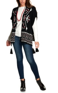 women's black and white cardigan