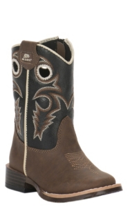 Double Barrel Toddler Brown and Black Square Toe Boots | Cavender's