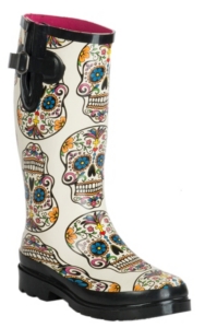 womens skull rain boots