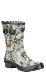 skull rain boots women's