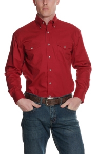 Wrangler Men's Red Painted Desert Long Sleeve Western Shirt - Big ...