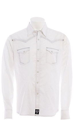 Wrangler Rock 47 >> Rock 47 By Wrangler Men S White With Grey Stitching Long Sleeve Western Shirt Wrangler Rock 47 >> Rock 47 By Wrangler Men S White With Grey Stitching Long Sleeve Western Shirt