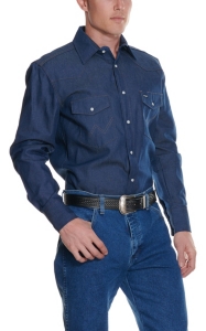 wrangler blue denim work shirts