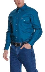 teal work shirt