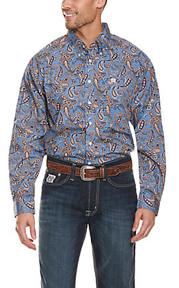 HEFASDM Mens Long Sleeve Button Up Turn Down Collar Regular Fit Western Shirt
