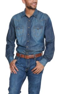 wrangler men's western denim shirt