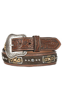 concho nocona belt belts conchos rectangle inlay leather brown hair cavenders