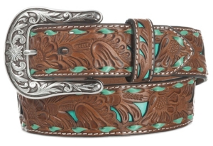 Nocona Women's Brown Embossed with Turquoise Inlay Belt | Cavender's