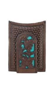 Nocona Brown Embossed with Turquoise Inlay Money Clip and Wallet ...