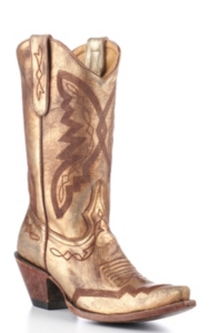 women's gold cowboy boots