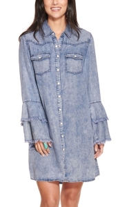 denim bell sleeve dress