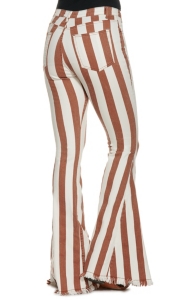 blue and white striped flare jeans