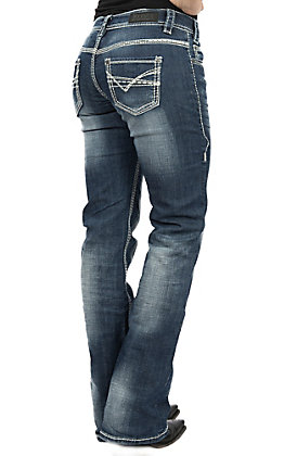 Rock & Roll Cowgirl Womens and Sharp Multi-Stitch Boyfriend Jeans Boot Cut W2-8482 