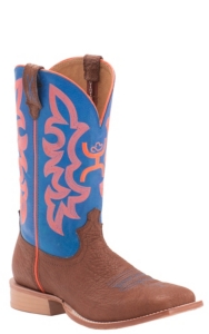 orange and blue cowboy boots