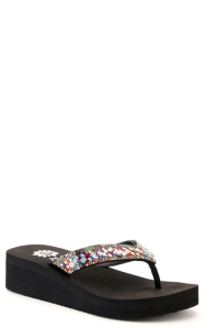 women's black flip flops with rhinestones